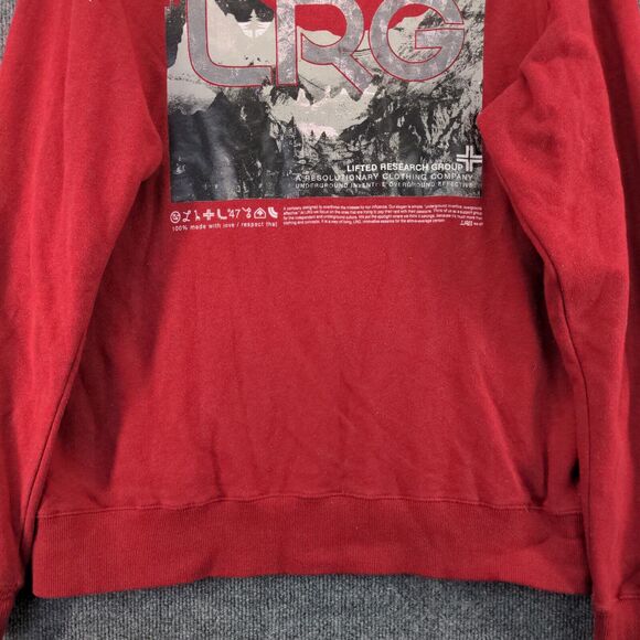 Lifted Research Group Sweatshirt Mens Size L Red Graphic Logo Pullover - Picture 8 of 13